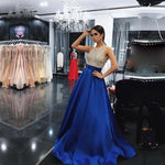 Elegant Royal Blue  Beading Long Evening Dress Girls Senior Graduation Prom Gown 2020