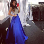 Elegant Royal Blue  Beading Long Evening Dress Girls Senior Graduation Prom Gown 2020