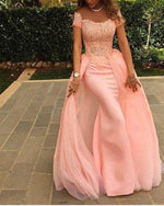 Fancy Cap Sleeves Mermaid Prom Dress with Cape Long Girls Formal Party Dresses