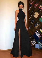 High Neck Red Long Prom Dress Sexy High Split  Women Evening Party Formal dresses PL10730