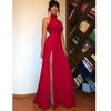 High Neck Red Long Prom Dress Sexy High Split  Women Evening Party Formal dresses PL10730