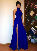 High Neck Red Long Prom Dress Sexy High Split  Women Evening Party Formal dresses PL10730
