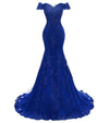 Burgundy Lace Prom Dress Mermaid  Off the Shoulder Long Evening Formal Gown LP2301