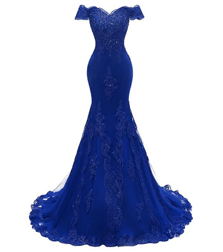 Burgundy Lace Prom Dress Mermaid  Off the Shoulder Long Evening Formal Gown LP2301