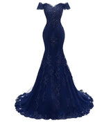 Burgundy Lace Prom Dress Mermaid  Off the Shoulder Long Evening Formal Gown LP2301