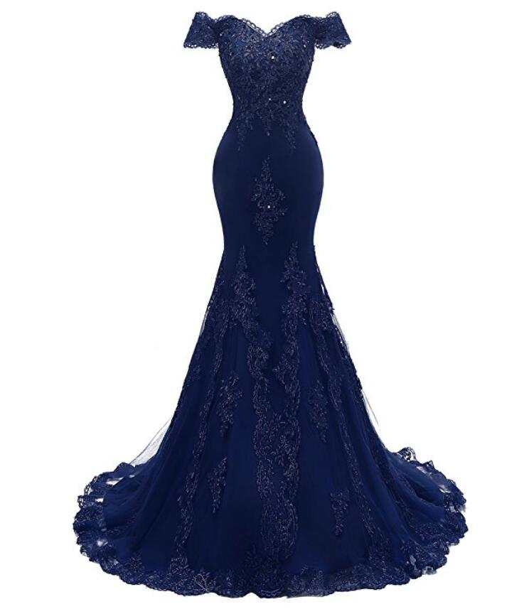 Burgundy Lace Prom Dress Mermaid  Off the Shoulder Long Evening Formal Gown LP2301