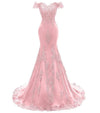 Burgundy Lace Prom Dress Mermaid  Off the Shoulder Long Evening Formal Gown LP2301