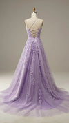 Amazing Lace Long Lilac Prom Dress with Straps  Girls Gradaution Formal  Gown PL10730