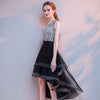 Scoop Neck High Low Prom Dress with Beading Girls Graduation Party Gown SP654