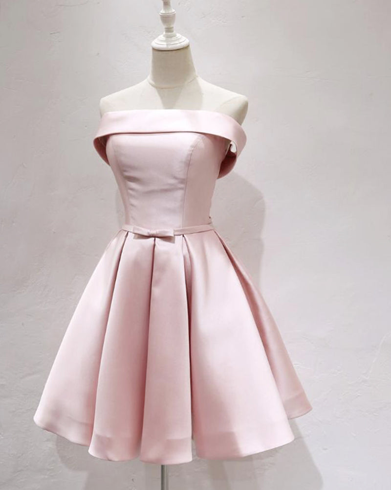 Pink Strapless Short Homecoming Dresses Girls Mini semi Formal Graduation Prom Gown