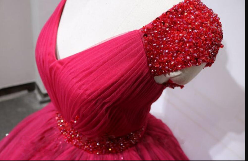 Princess Cap Sleeves Wine Red Ball Gown Quinceanera Dress Cap Sleeves Sweet Sixteen Cinderella Prom Dress LP365