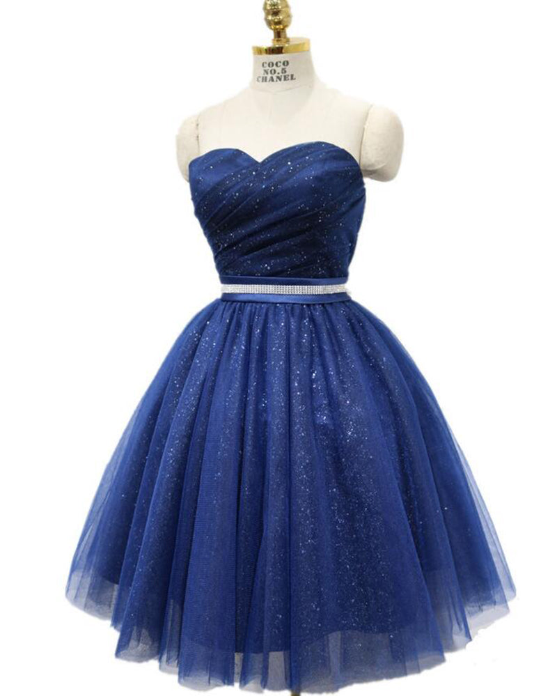 Glitter Cheap Royal  blue girls party Dress Short Evening Dresses with Belt SP744