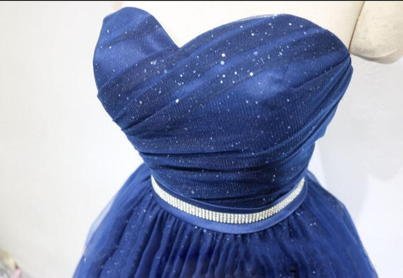 Glitter Cheap Royal  blue girls party Dress Short Evening Dresses with Belt SP744