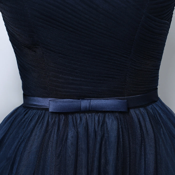 Navy Off the Shoulder Tulle Long Prom Dress Women Evening Party  Gown Long LP554