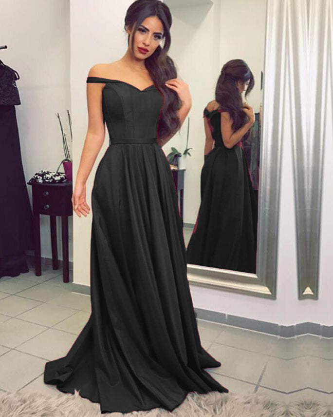 Burgundy Red Off the Shoulder A Line Long Prom Dresses Long Formal Party Gown Vestido De Festa Longo