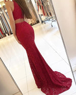 Burgundy Lace  Girls' Prom Dress Long evening Mermaid Gown Vestido De Festa Longo LP561
