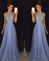 O Neck Beading Lace Lavender Prom Dress Long Women Evening Formal Gown  LP185