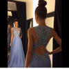 O Neck Beading Lace Lavender Prom Dress Long Women Evening Formal Gown  LP185