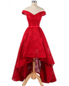 Off the Shoulder Red  Prom Dresses High Low Girls Lace Formal party Gown LP214