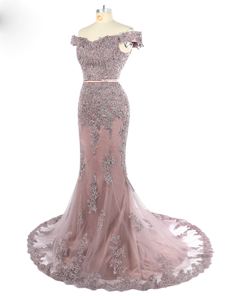 2020 Mermaid Long Evening Lace Gown Women Formal  Dresses