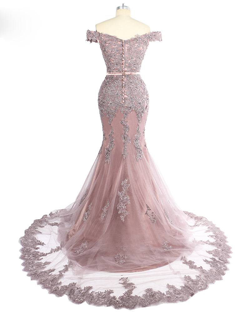 2020 Mermaid Long Evening Lace Gown Women Formal  Dresses