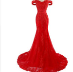 Elegant Off the Shoulder Royal Blue Lace Prom Dress fishtail Women Evening Formal Gown