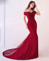 Off the Shoulder Pink Prom Dress Mermaid Long Formal Gown with Lace WL214