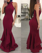 High Neck Halter Mermaid Evening Party Dresses Vestido De Festa Longo Formal Prom Gown