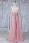 Pink Bridesmaid Dresses with Spaghetti Straps with lace Long Evening Formal Dresses LP531