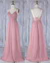 Pink Bridesmaid Dresses with Spaghetti Straps with lace Long Evening Formal Dresses LP531