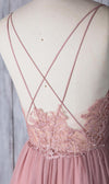 Pink Bridesmaid Dresses with Spaghetti Straps with lace Long Evening Formal Dresses LP531