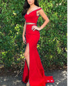 Crop Top  Mermaid Prom Gown Long Graduation Party Dresses 2 Pieces MP212