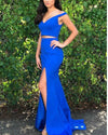 Crop Top  Mermaid Prom Gown Long Graduation Party Dresses 2 Pieces MP212