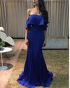 Royal Blue Strapless Prom Gown Dresses Fitted Party Evening Dress Long