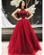 Princess Halter Prom Dresses Ball Gown Tulle Beading Formal Gown WL102