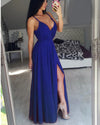 Hunter Green Prom Party Dresses with Spaghetti Straps Long Evening Gown with Sexy Slit