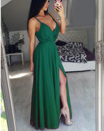 Hunter Green Prom Party Dresses with Spaghetti Straps Long Evening Gown with Sexy Slit