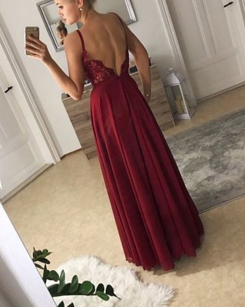 Hunter Green Prom Party Dresses with Spaghetti Straps Long Evening Gown with Sexy Slit
