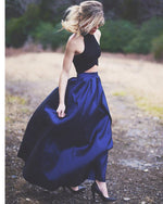Crop Top Cheap Prom Dresses Long Two Pieces Formal Party Gown LP2220