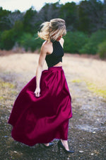 Crop Top Cheap Prom Dresses Long Two Pieces Formal Party Gown LP2220