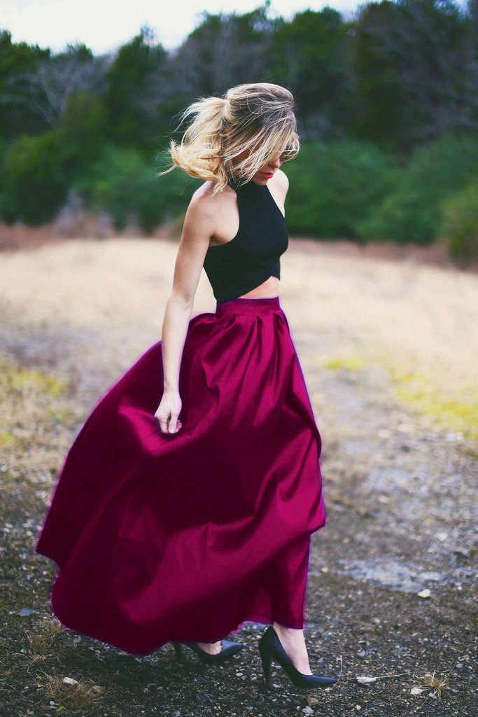 Crop Top Cheap Prom Dresses Long Two Pieces Formal Party Gown LP2220