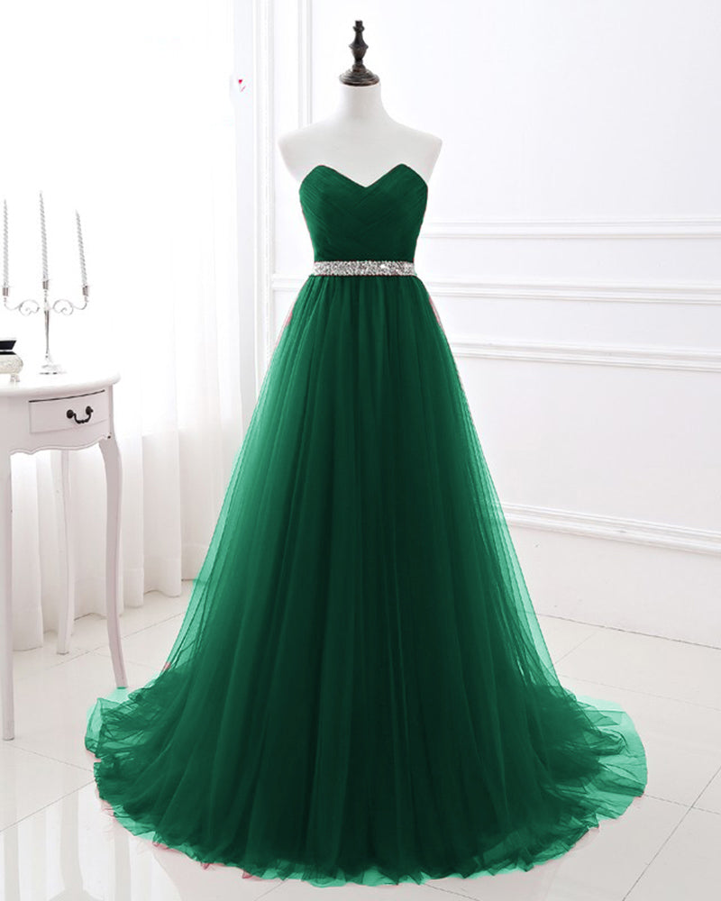 Burgundy Red Sweetheart Beading Belt Prom Gown Tulle Formal Wear WL212