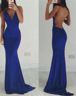 Sexy V Neck Spaghetti Straps Fitted Long Evening Party Dresses Women Formal Prom Gown