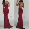 Sexy V Neck Spaghetti Straps Fitted Long Evening Party Dresses Women Formal Prom Gown
