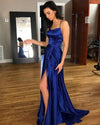 Red/ Blue/Green Halter Senior Prom Dresses Long Sexy Slit Girls Formal Evening Party Gown
