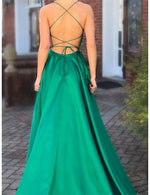 Red/ Blue/Green Halter Senior Prom Dresses Long Sexy Slit Girls Formal Evening Party Gown
