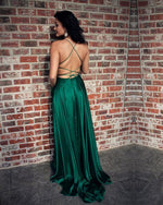 Elegant Satin New Green Formal Party Dress Long Evening Dresses 2020