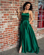 Red/ Blue/Green Halter Senior Prom Dresses Long Sexy Slit Girls Formal Evening Party Gown