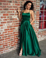 Elegant Satin New Green Formal Party Dress Long Evening Dresses 2020