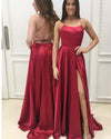 Red/ Blue/Green Halter Senior Prom Dresses Long Sexy Slit Girls Formal Evening Party Gown